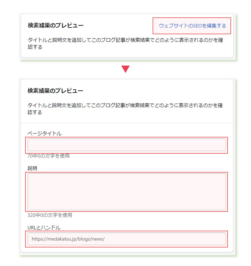 ブログの検索結果表示時の設定